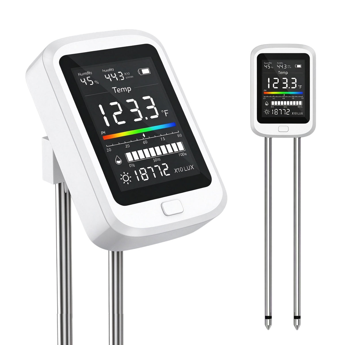 6-in-1 Digital Soil pH Tester Type C Rechargeable Moisture Light Temp Fertility Meter for Plants & Garden Monitoring