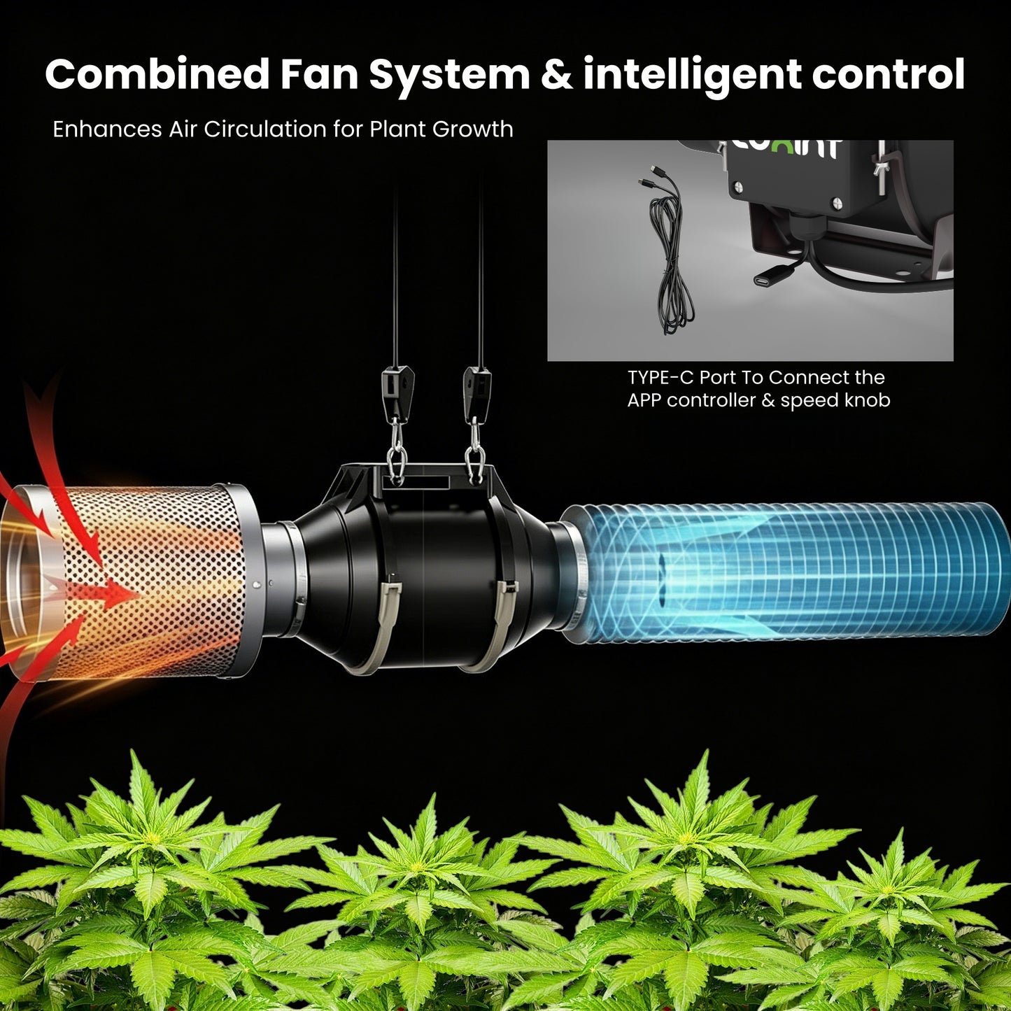 2026 LUXINT® 8’x 8′ Complete Grow Tent Kit丨4 x 480W Full Spectrum LED Grow Light丨8” Ventilation System | 6” Clip Fan x 2 | with Smart Controller