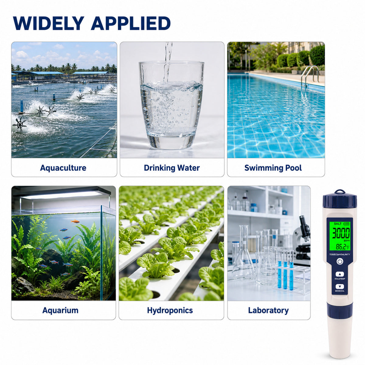 5-in-1 Digital PH Meter with Salinity/TDS/EC/Temperature Function for Hydroponic Cultivation Plants Growing