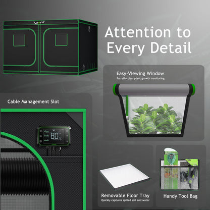 Grow Tent 8x8, 16-20 Plants Use, 600D Light-proof Oxford, 96″ x 96″ x 80″, For Indoor Plants Growing