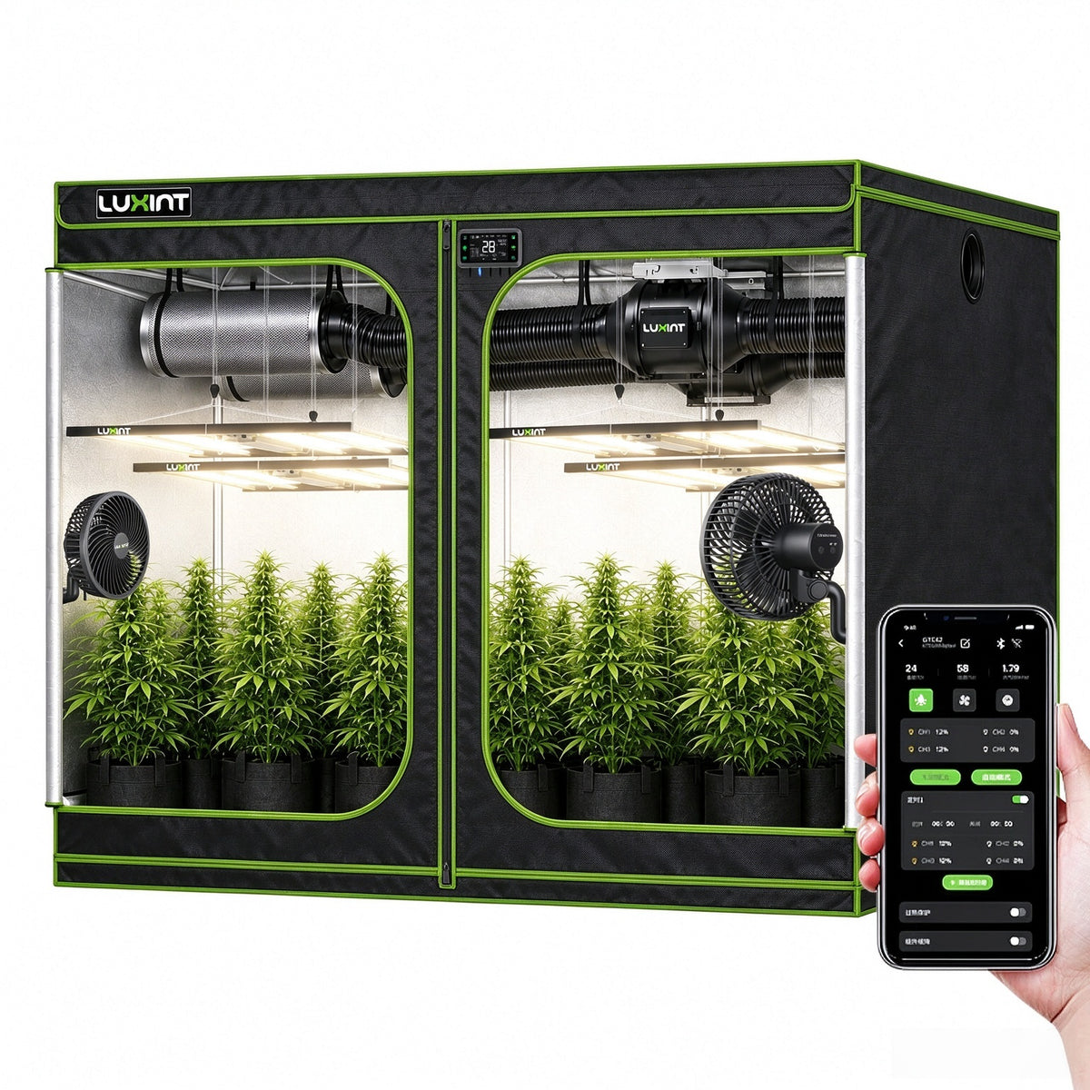 LUXINT 10x10 Complete Grow Tent Kit – 4x720W LED, Smart Controller, 8" Ventilation System