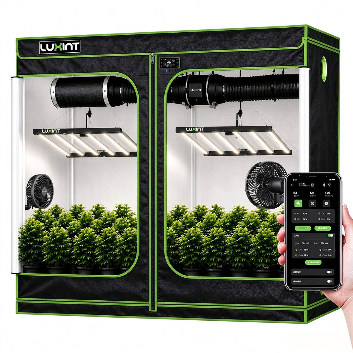 LUXINT 10x5 Complete Grow Tent Kit – 2x720W LED, Smart Controller, 8" Ventilation System