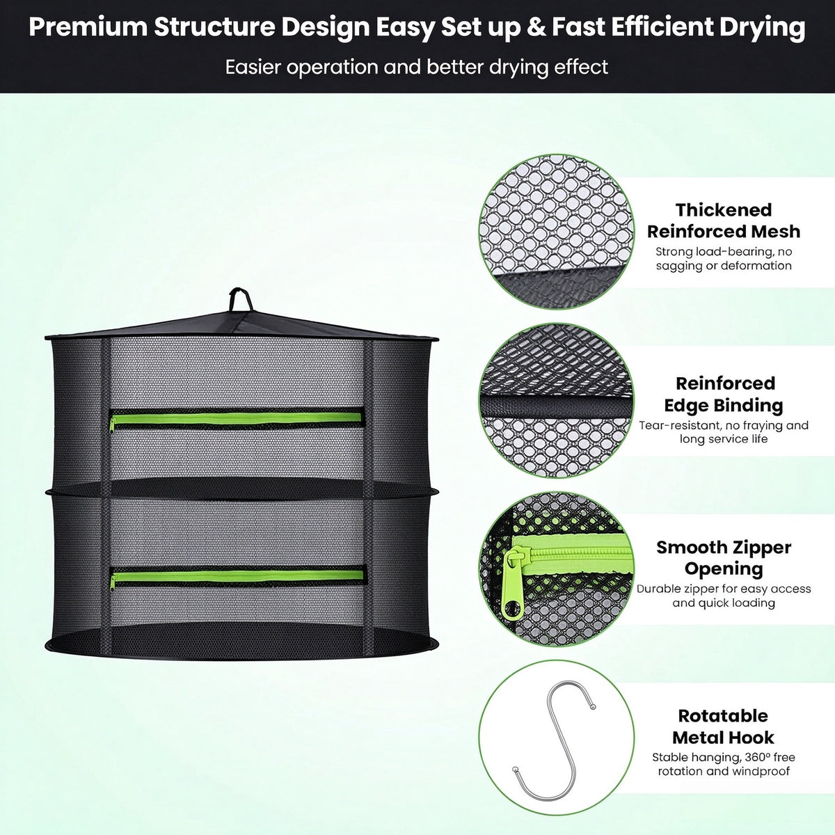 Hanging mesh drying rack for weed, mesh herb drying rack for herbs and flowers indoor