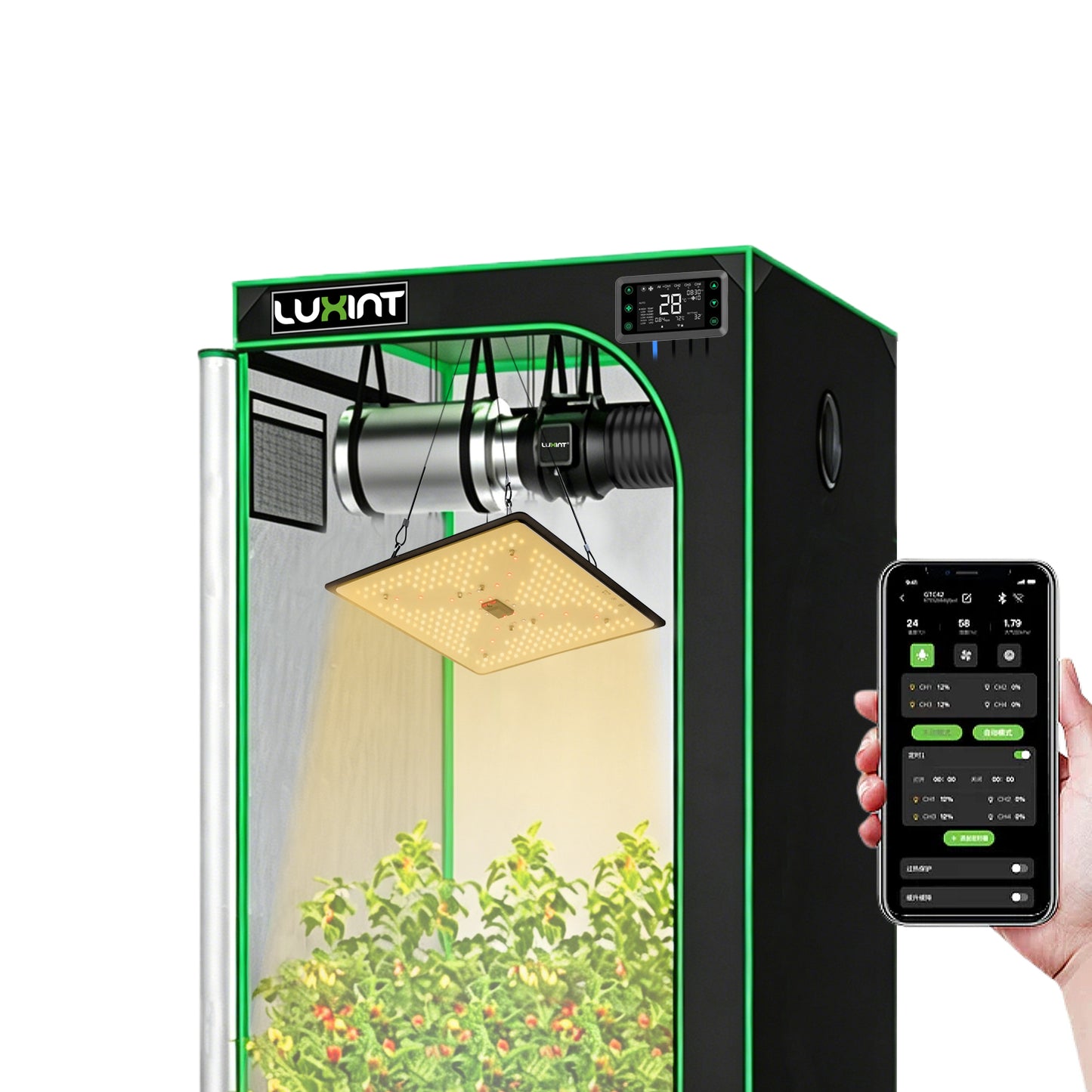 Smart Grow Tent Kit, 2 × 2ft 1-Plant System, WiFi-Integrated Automatic Grow System with Full Spectrum LED Grow Light, Efficient Ventilation System + Controller