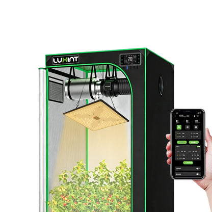 Smart Grow Tent Kit, 2 × 2ft 1-Plant System, WiFi-Integrated Automatic Grow System with Full Spectrum LED Grow Light, Efficient Ventilation System + Controller