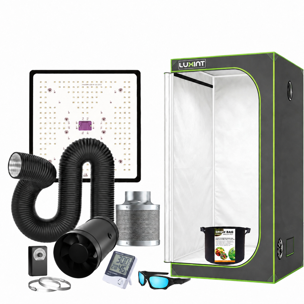 Starter Grow Tent Kit For Beginners, 2×2ft 1-2 Plant System -100W Grow Light, 4" Inline Fan & Carbon Filter & Grow Tools