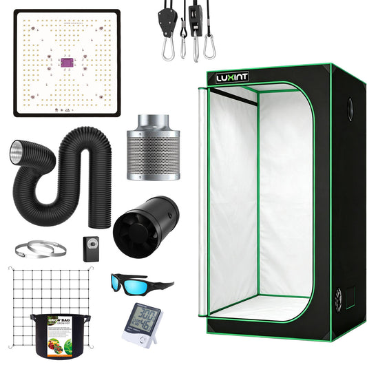 LUXINT 2x2 Starter Grow Tent Kit – 100W LED, 4" Inline Fan & Carbon Filter for Beginners