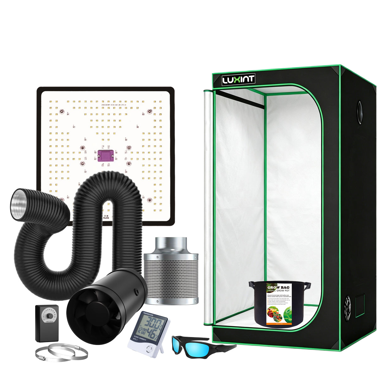 Best Grow Tent For Beginners, 2×2ft 1-Plant System -100W Grow Light, 4" Inline Fan & Carbon Filter & Grow Tools