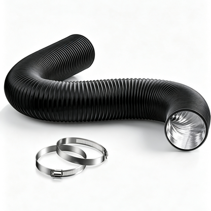 LUXINT Flexible Aluminum Air Ducting – 3/4/6/8 Inch, Non-Insulated, with 2 Stainless Steel Clamps