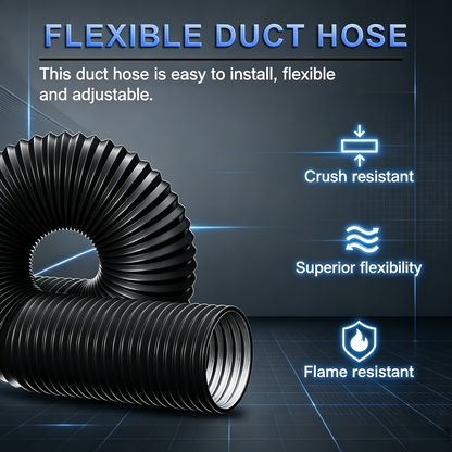 LUXINT Flexible Aluminum Air Ducting – 3/4/6/8 Inch, Non-Insulated, with 2 Stainless Steel Clamps