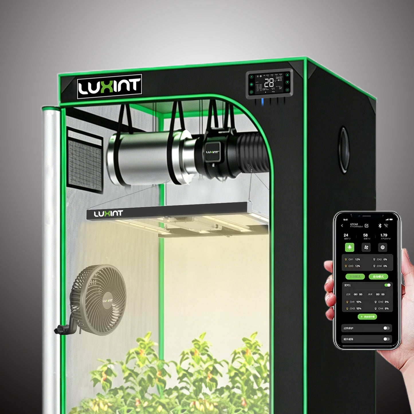 Smart Grow Tent Kit, 3×3ft 3-Plant System -WiFi-Integrated Automatic Grow System with Full Spectrum LED Grow Light, Efficient Ventilation System + Controller