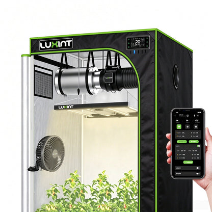 LUXINT 2.7x2.7 Smart Grow Tent Kit – 240W LED, WiFi Controller, Ventilation System