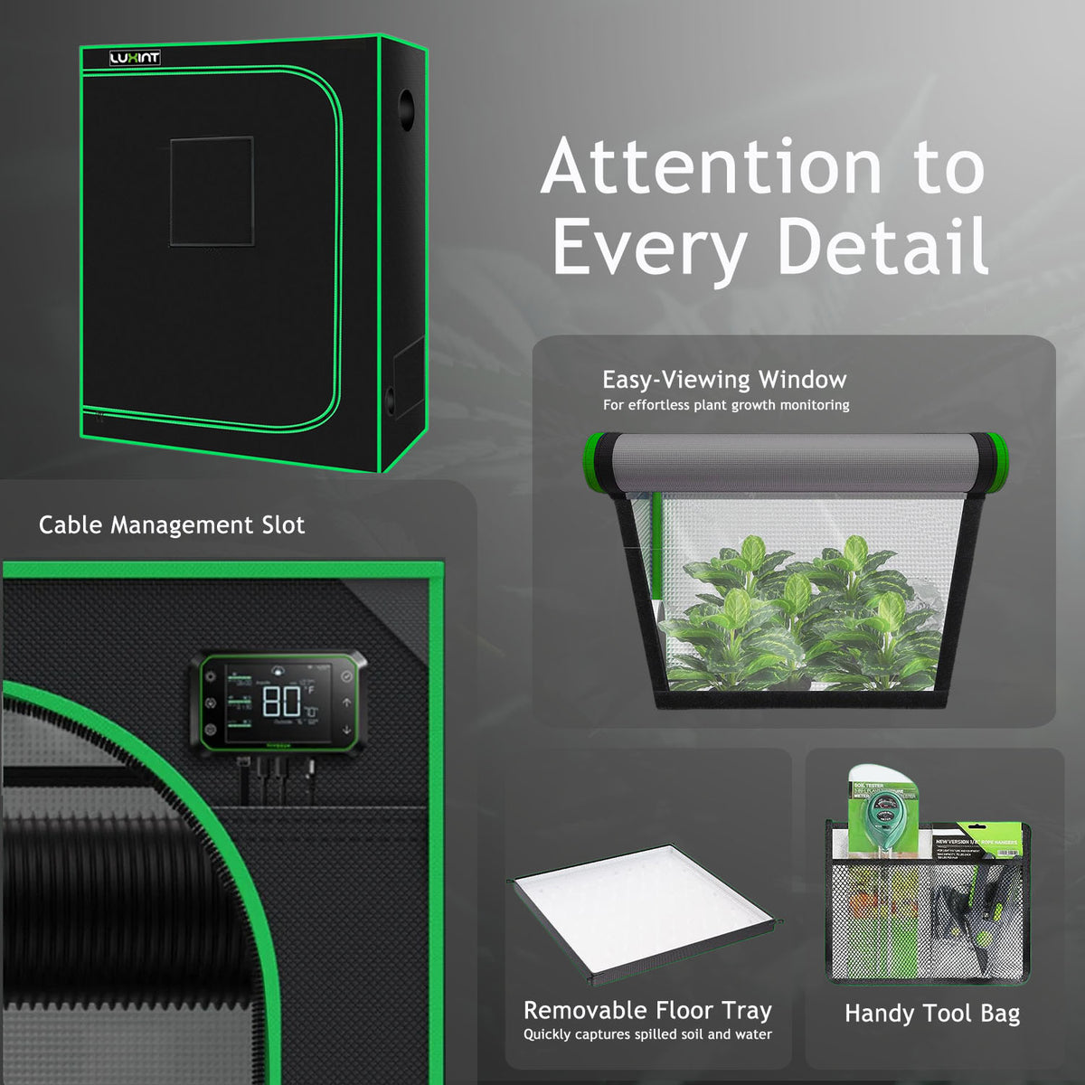 LUXINT 4x2 Smart Grow Tent Kit – 240W LED,Smart Controller, Ventilation System