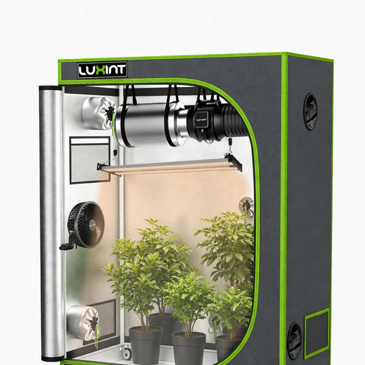 Starter Grow Tent Complete Kit 4x2ft – 2-Plant Kit, 4" EC Inline Duct Fan & Carbon Filter Knob control  | LUXINT