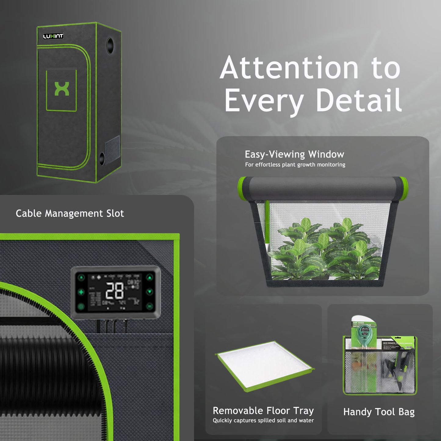 Smart Grow Tent Kit, 3×3ft 3-Plant System -WiFi-Integrated Automatic Grow System with Full Spectrum LED Grow Light, Efficient Ventilation System + Controller