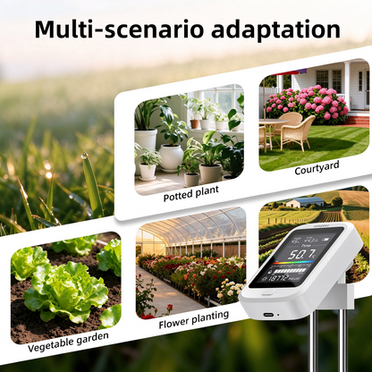 6-in-1 Digital Soil pH Tester Type C Rechargeable Moisture Light Temp Fertility Meter for Plants & Garden Monitoring