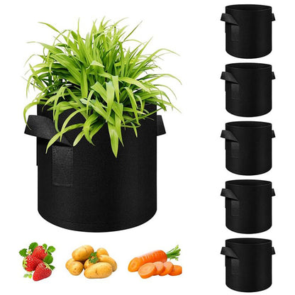 LUXINT Fabric Grow Bags 5-Pack – 1-100 Gallon, Thickened Nonwoven Pots with Handles, Indoor & Outdoor