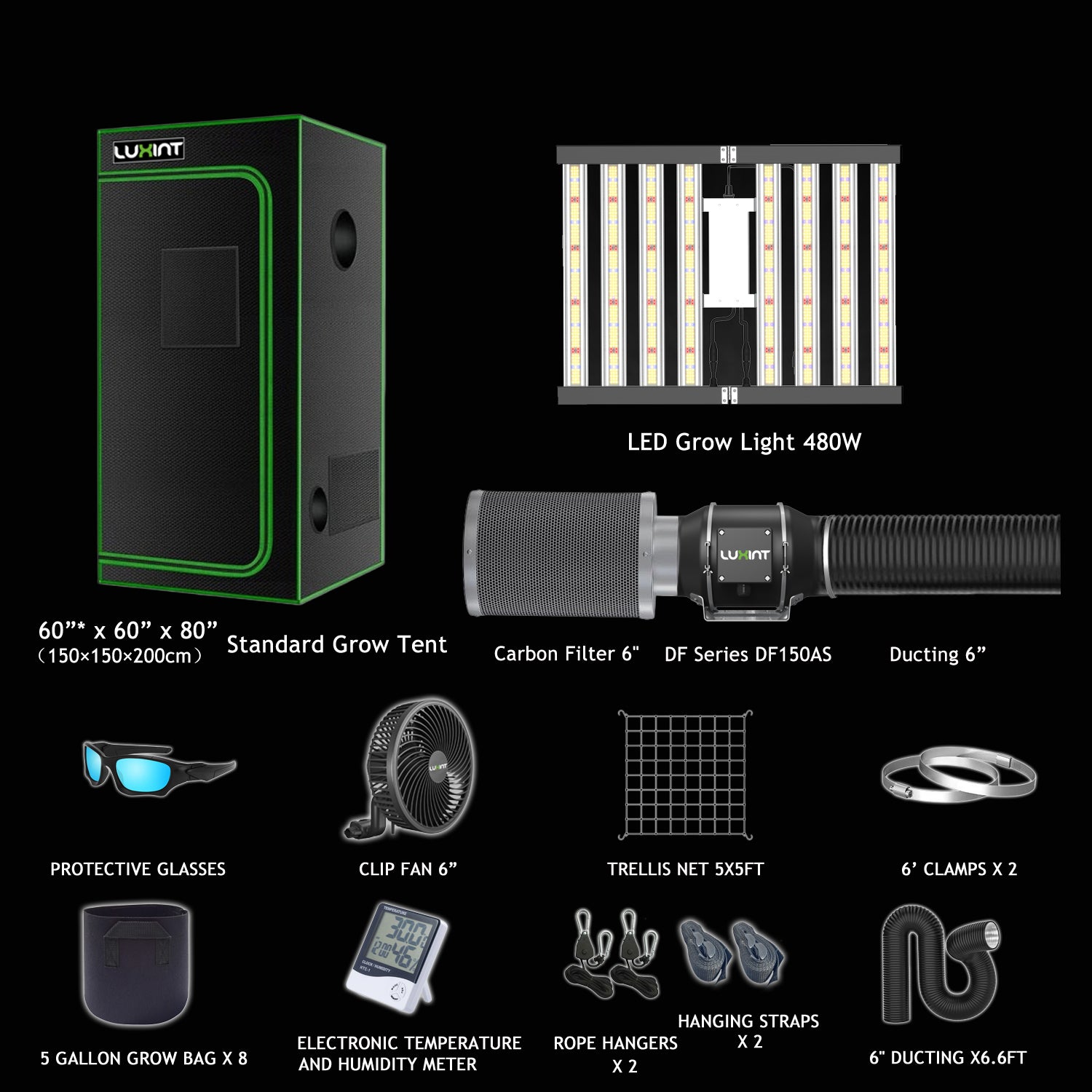 5x5 grow tent kit with carbon filter