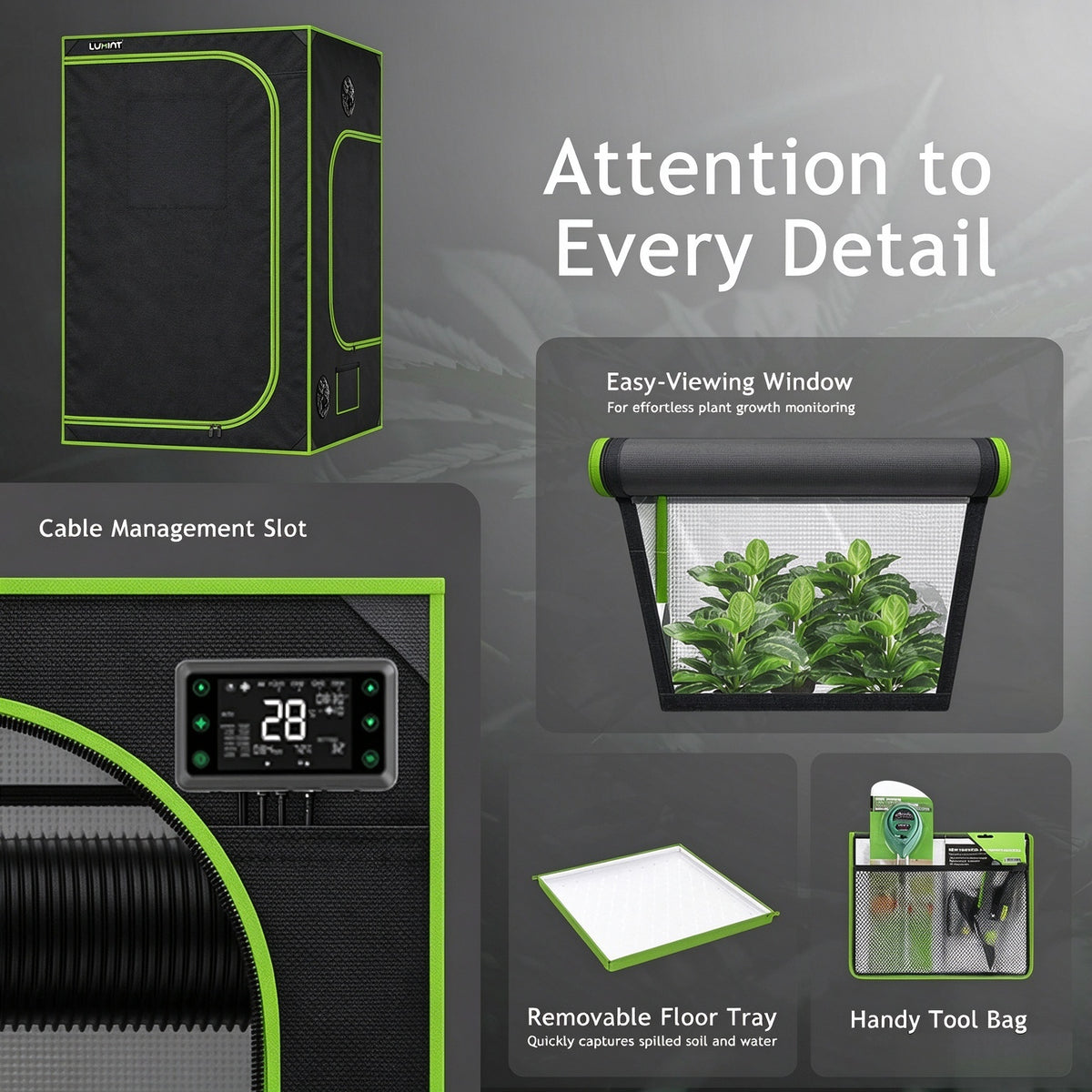 LUXINT 4x4 Starter Grow Tent Kit – 360W LED, 6" Inline Fan & Carbon Filter for Beginners