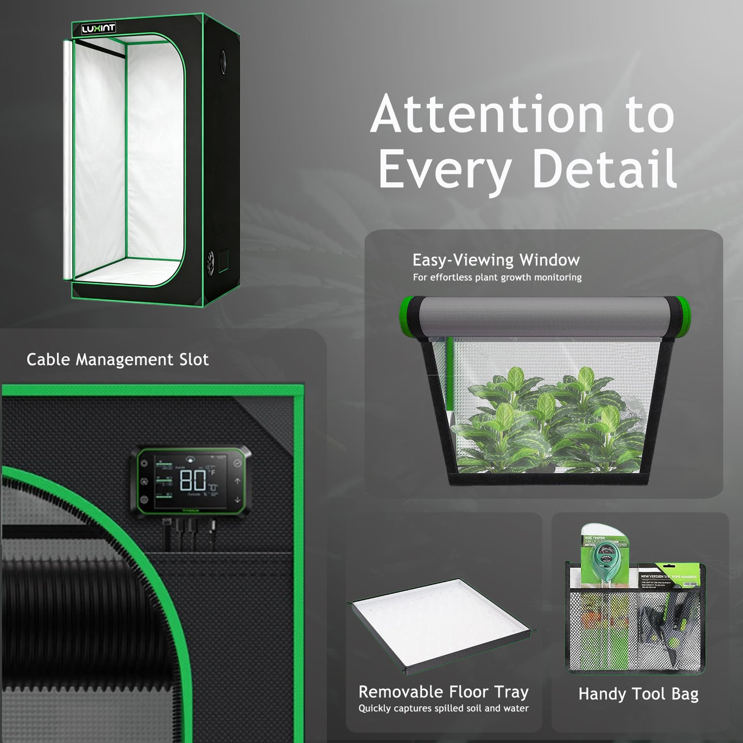 Grow Tent 2x2, 1-2 Plants Use, 600D Light-proof Oxford, 24″ x 24″ x 56″, For Indoor Plants Growing