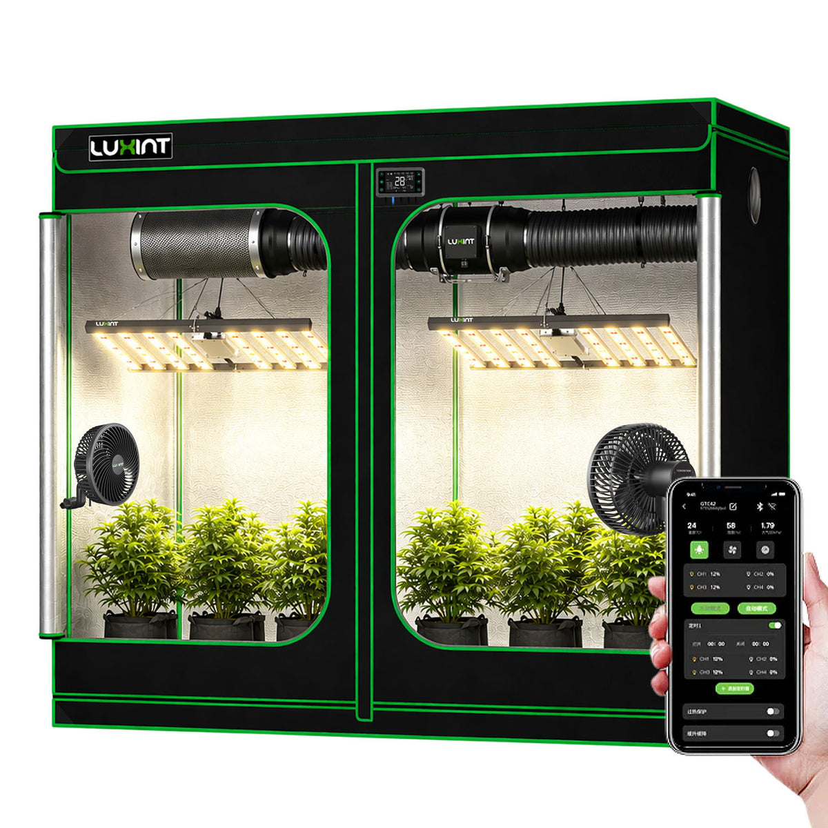 LUXINT 8x4 Complete Grow Tent Kit – 2x480W LED, Smart Controller, 8" Ventilation System