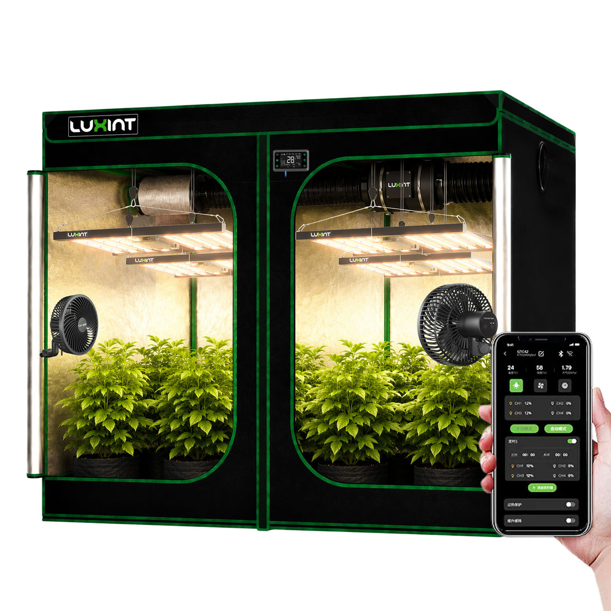 LUXINT 8x8 Complete Grow Tent Kit – 4x480W LED, Smart Controller, 8" Ventilation System
