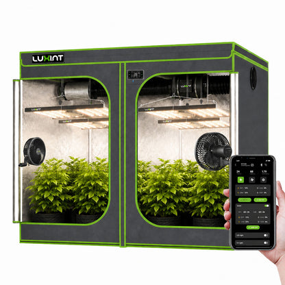 2026 LUXINT® 8’x 8′ Complete Grow Tent Kit丨4 x 480W Full Spectrum LED Grow Light丨8” Ventilation System | 6” Clip Fan x 2 | with Smart Controller