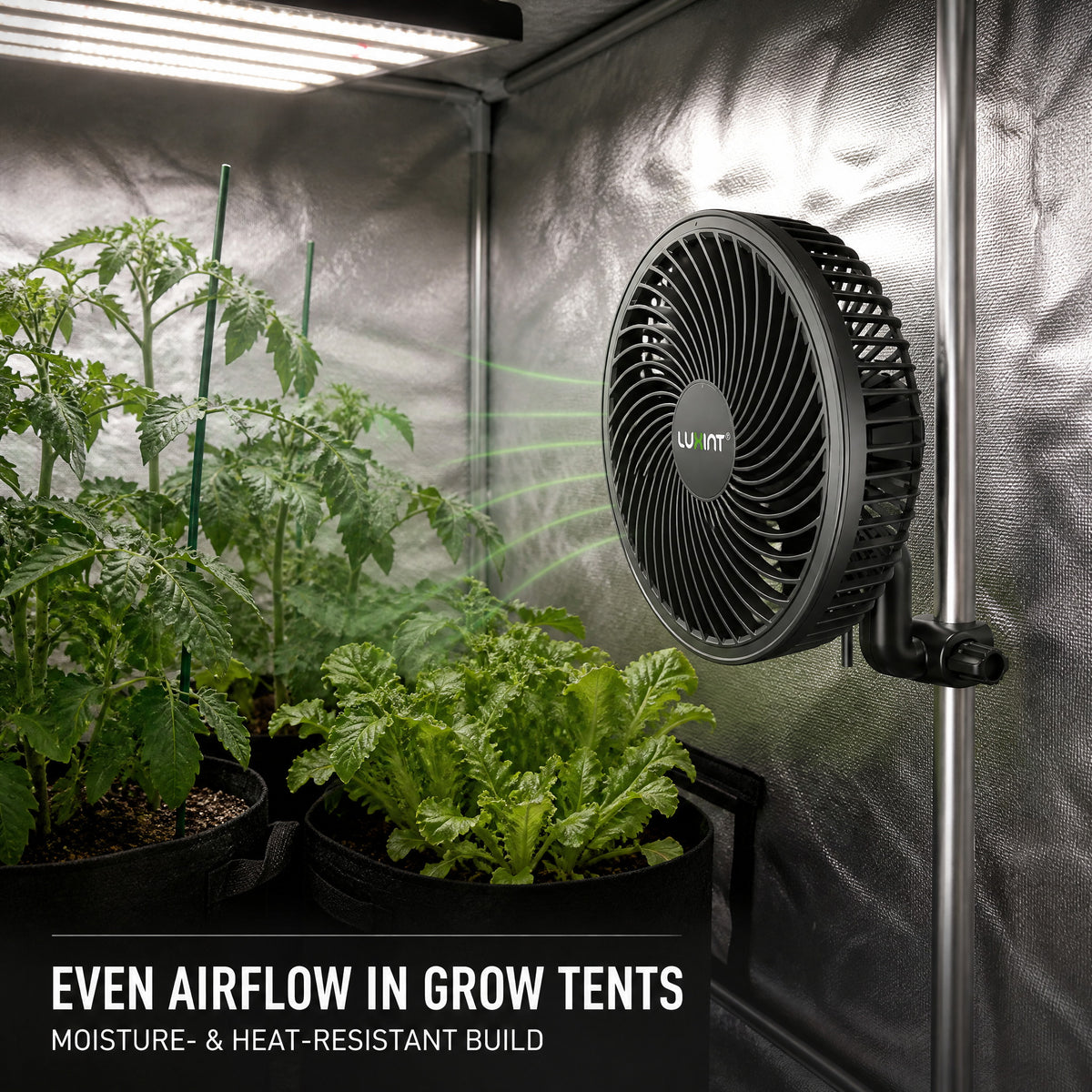 RF6 Oscillating Clip Fan For Grow Tent - EC Motor, Auto Oscillation Fan, Air Circulator