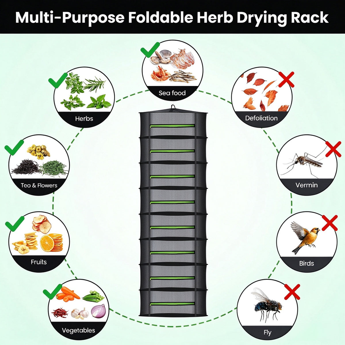 Mesh drying rack for weed, mesh herb drying rack, hanging mesh drying rack for harvest curing