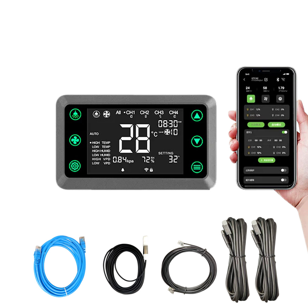 All in one hydroponic smart grow tent controller real-time data logging temperature humidity sensor display