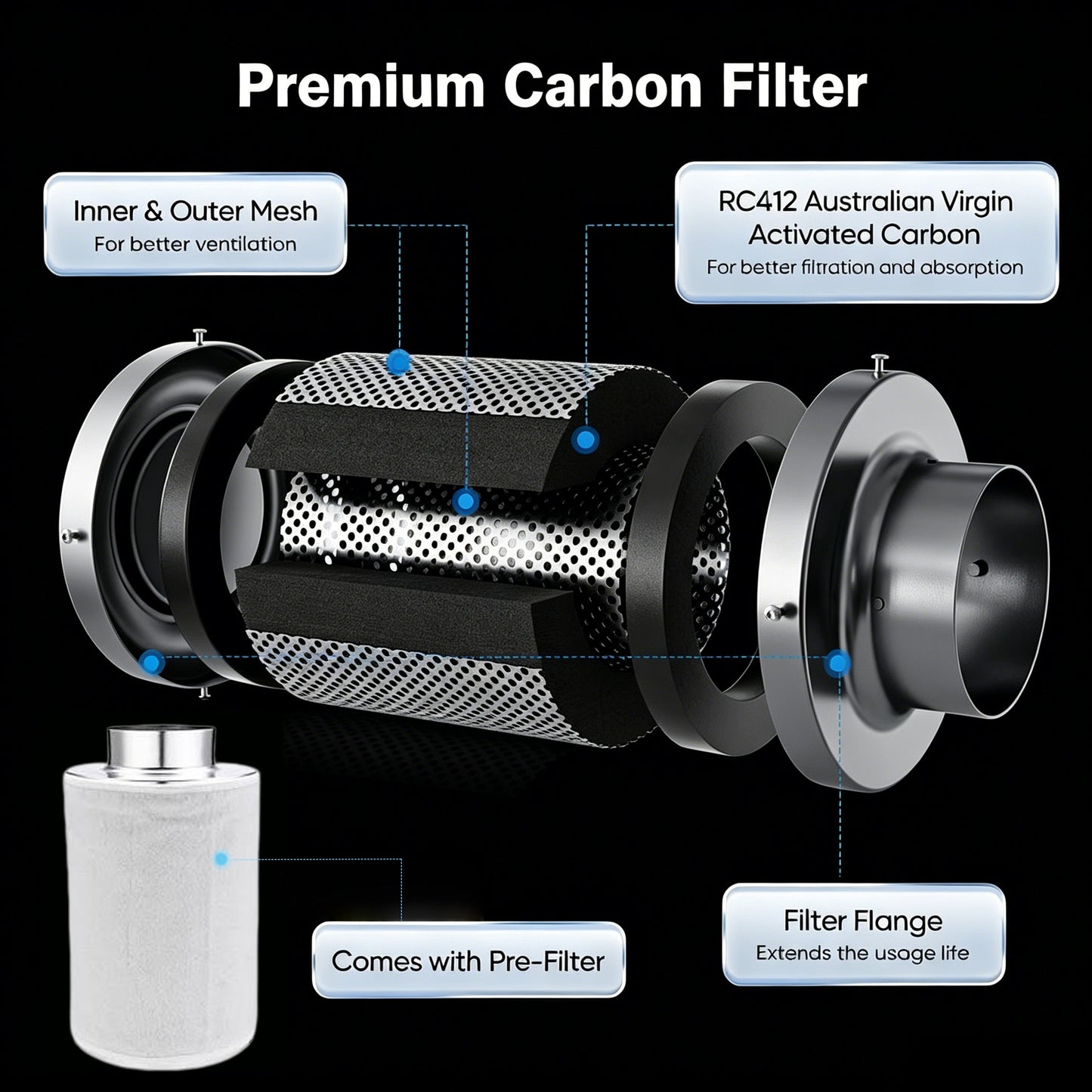 6" carbon filter for grow tent kit