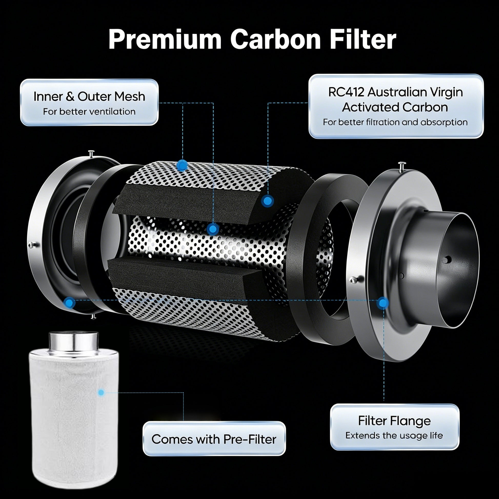 6" carbon filter for grow tent kit