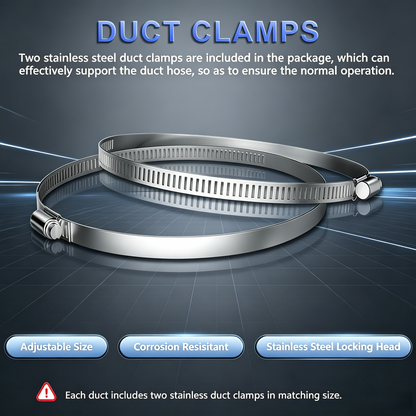 LUXINT Flexible Aluminum Air Ducting – 3/4/6/8 Inch, Non-Insulated, with 2 Stainless Steel Clamps
