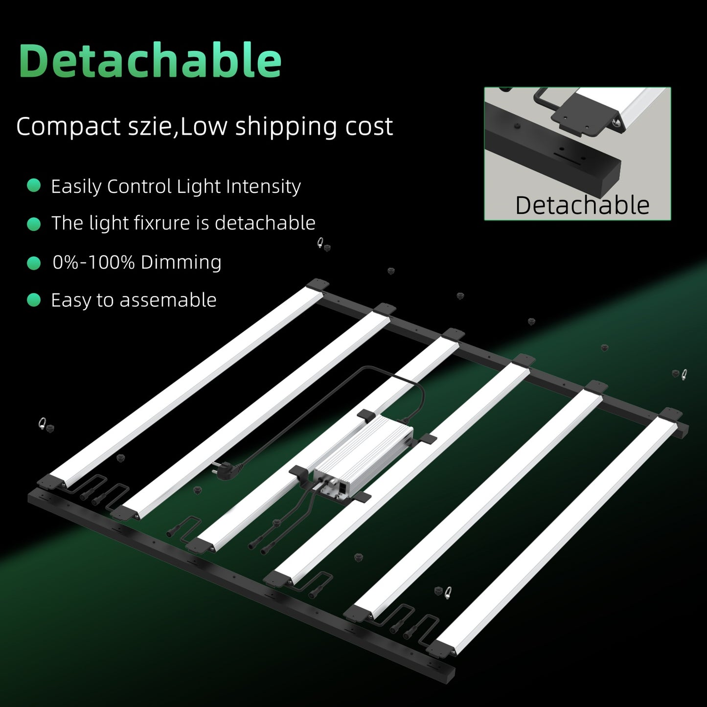 LUXINT 720W LED Grow Light Dismountable – Full Spectrum, 5x5ft Coverage, Deep Canopy Penetration, GrowHub Compatible