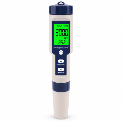 5-in-1 Digital PH Meter with Salinity/TDS/EC/Temperature Function for Hydroponic Cultivation Plants Growing