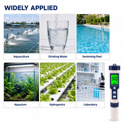 5-in-1 Digital PH Meter with Salinity/TDS/EC/Temperature Function for Hydroponic Cultivation Plants Growing