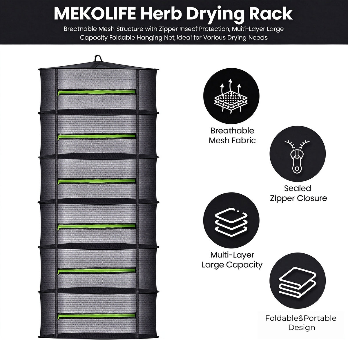 LUXINT hanging mesh drying rack, collapsible mesh drying rack for herbs, flowers and knitwear sweaters