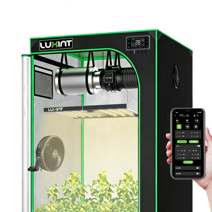 Smart Grow Tent Kit, 5×5ft 8-Plant System,WiFi-Integrated Automatic Grow System with Full Spectrum LED Grow Light, Efficient Ventilation System + Controller