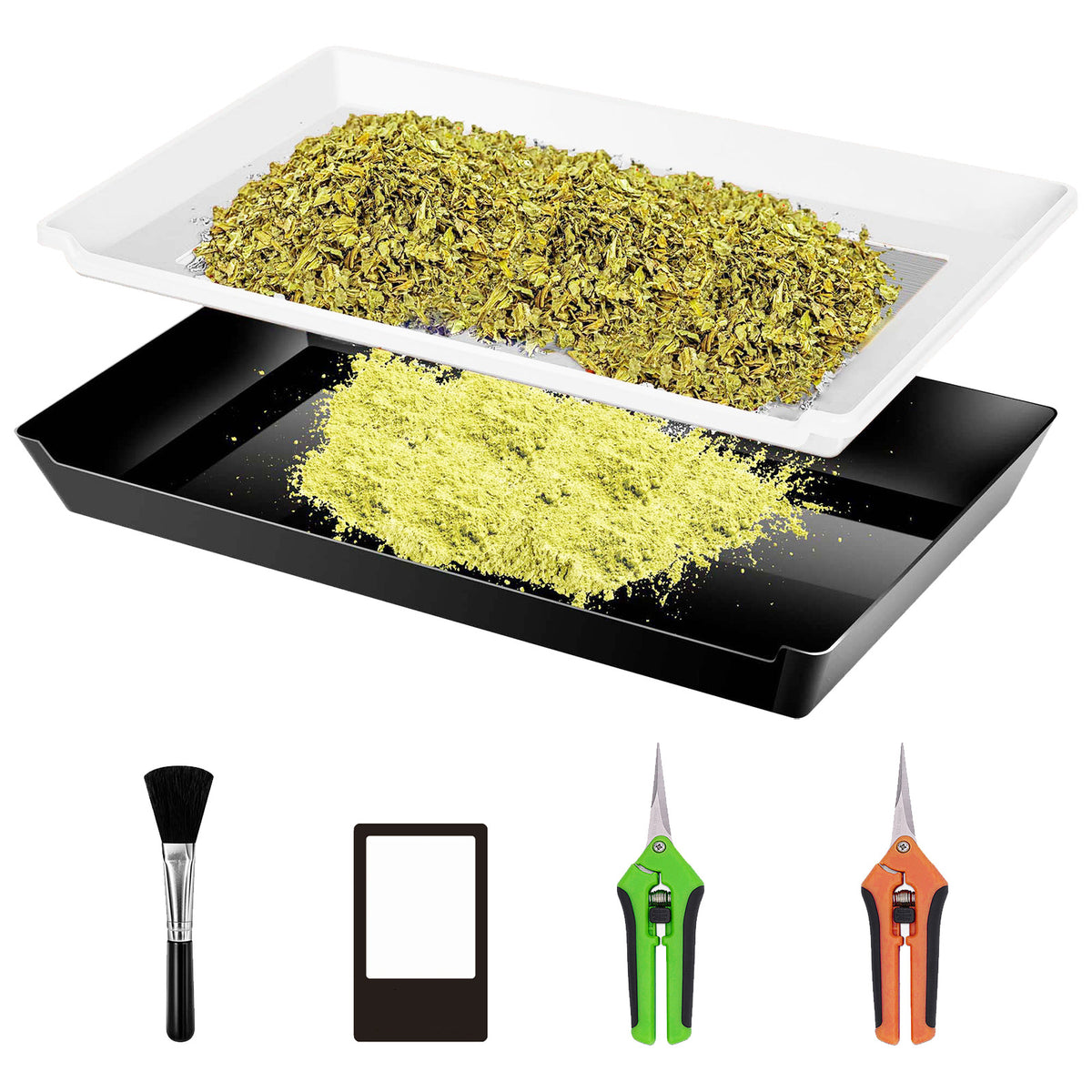 LUXINT trimming tray with kief catcher, herb bud plant trimming tray for trimming