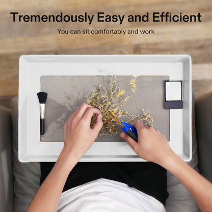 Trimming tray with screen nearby, LUXINT herb trimming tray kief catcher
