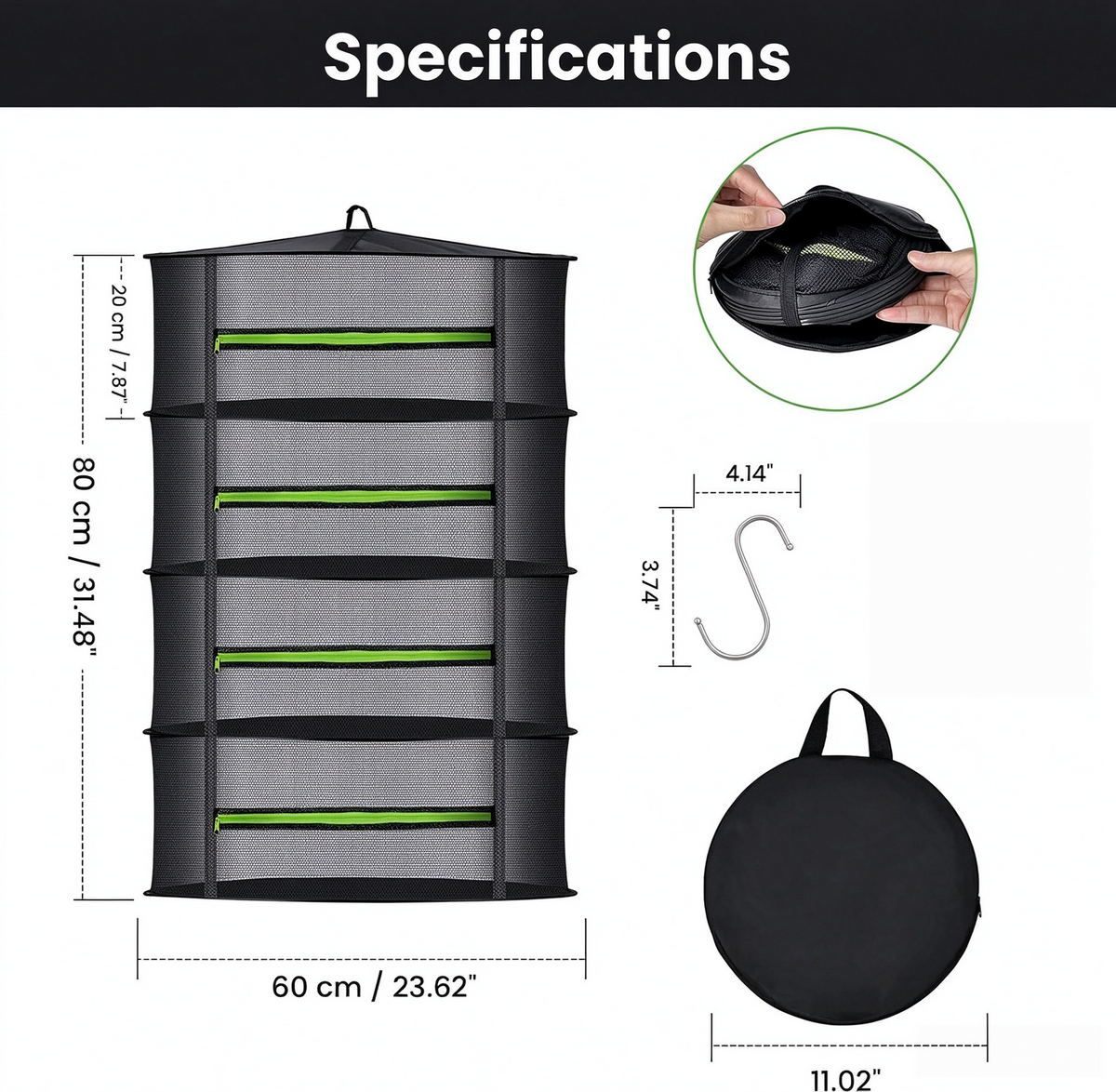 Hanging herb drying rack, mesh drying rack for weed and fresh flowers